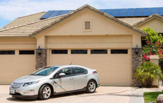 An EV is charging at home.